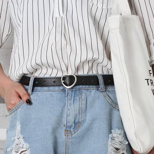 Luxury brand ladies belt heart-shaped alloy buckle fashion wild jeans dress simple Korean casual comfortable ladies belt