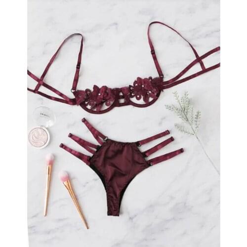 Sexy Lingerie Womens Underwear Set See Through Brassiere Lingerie Set Sexy Lace Underwear Bra and Panty Set Wholesale