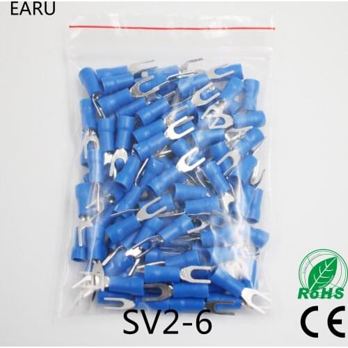 SV2-6 Blue insulation Furcate Terminal Cable Connector Wire Connector 100PCS/Pack SV2.5-6 SV