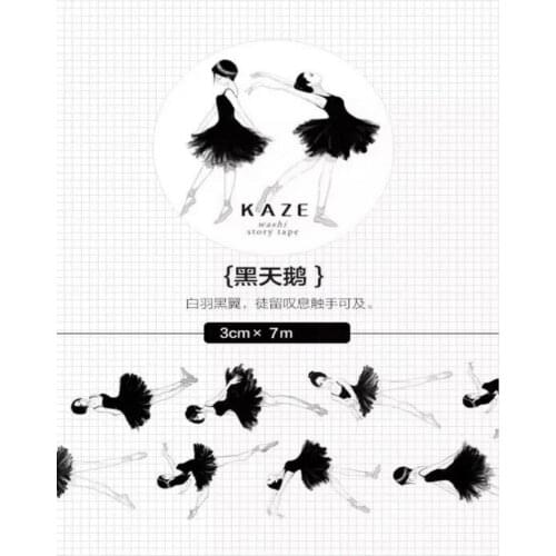 Vintage Black Swan Ballerina Card Making Bullet Journal Masking Tape Adhesive Tape DIY Scrapbooking Sticker Label Washi Tapes