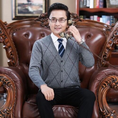 High Quality Autumn Male Sweater Cardigan Long Sleeve Knit Wool Cardigan Fashion Plaid Pockets Cardigan Coat