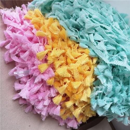 2/5/10yardsPolyester cotton Fringe 4.0cm Lace Tassel Trimming colorful Ribbon Garment Sewing Accessory DIY Curtain Decorative
