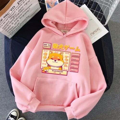 Shiba Inu Hoodie Harajuku Funny Hoodies Women Ullzang Cute Korean Style Autumn Winter Kawaii Sweatshirt 90s Hoody Female Girls