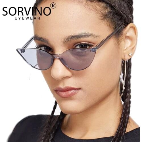 SORVINO 2020 Retro Rimless Cat Eye Sunglasses Women Brand Designer 90s Trendy Small Green Orange Cateye Sun Glasses Shades SP164