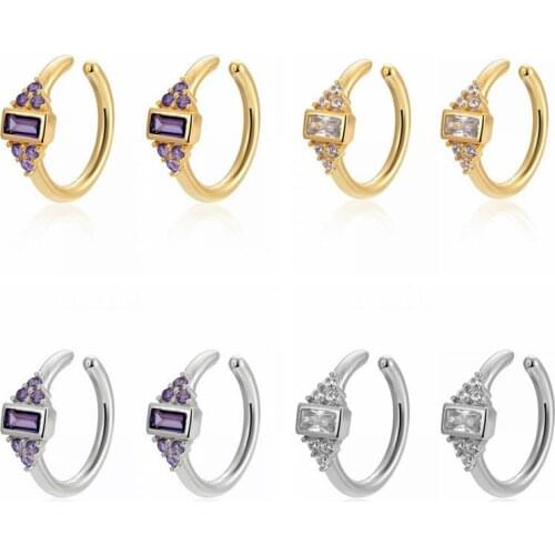 1PC 925 Sterling Silver Ear Clip Earrings for Women Exquisite Luxury Crystal Ear Cuff Without Piercing Earrings Jewelry