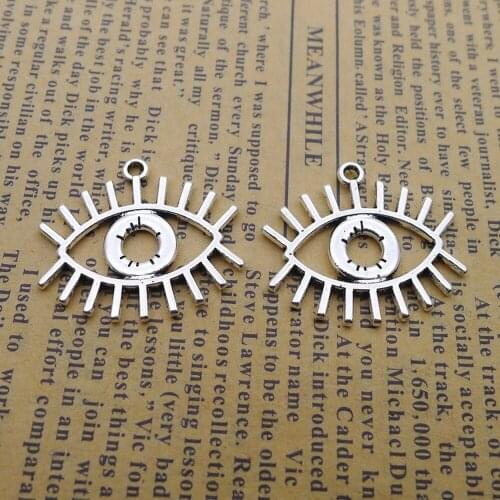 100pcs Eye Charms 22mm x 26mm DIY Jewelry Making Pendant antique silver color
