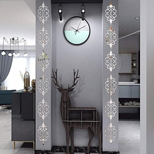 Nordic Style 3D Acrylic Mirror Diagonal Lace Wall Sticker Porch Wardrobe Border Decoration Wall Decal Peel & Stick DIY Art Mural
