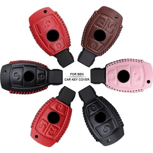 Car Accessories Key Cover Case For Mercedes Benz W204 W211 CLA W203 W176 W177 W210 Hand-woven Smoky Grey Metal Keyring Keychain