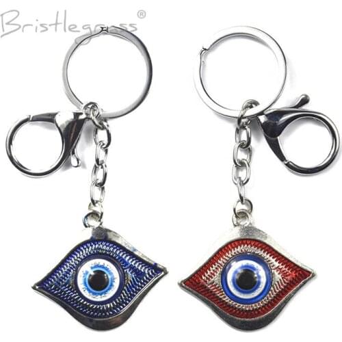 BRISTLEGRASS Turkish Blue Evil Eye Keychain Car Key Chains Ring Holder Amulets Hanging Pendants Lucky Charms Blessing Protection