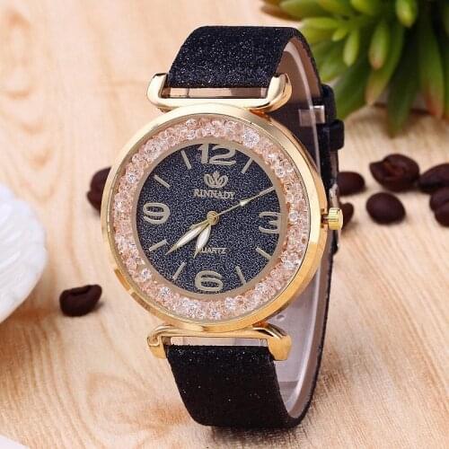 Women Watches Crystal Ball Big Dial Shiny PU Leather Strap Wristwatch Ladies Analog Quartz Watch Gift DROPSHIPPING