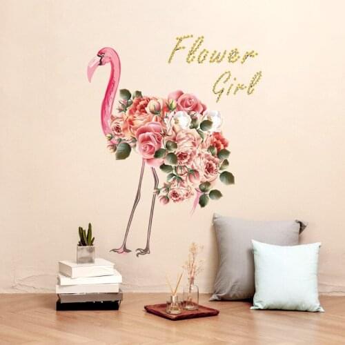 Flower girl flamingo wall sticker kitchen PVC window wardrobe tile Wall toilet wall decor art sticker living room wall poster