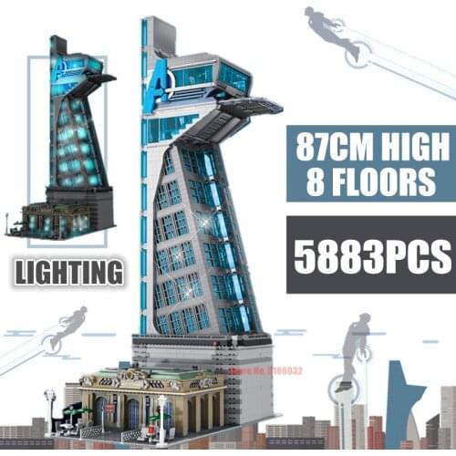 New 87CM 5883PCS Marvel Avengers Tower Heroes UPGRAD 8 Floors Iron Man Captian Thor Stark Building Block Brick Kid Gift Toy