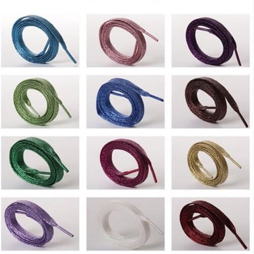 DHL 500pair Colorful Shoelaces of sneakers Metallic Glitter Shiny gold shoelace silver Flat