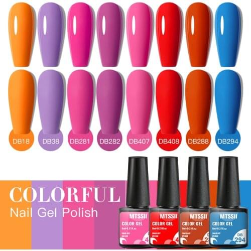 Mtssii 6ml Fluorescent Color Nail Gel Polish UV LED 14 Colors Manicure Semi Soak Off Gel Varnish Nail Art Design Gel Varnish