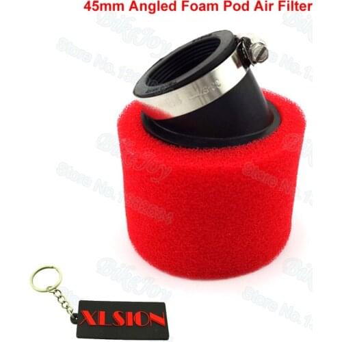 Red 45mm Angled Double Foam Air Filter Cleaner for 125cc 140cc 150cc Pit Dirt Bike ATV Quad Moped Scooter Motocross Motorcycle