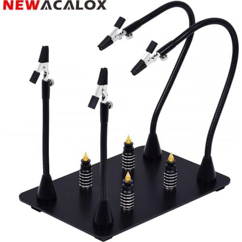 NEWACALOX Magnetic Flexible Arm PCB Board Fixed Clip Soldering Third Hand Welding Station Soldering Holder Repair Tools