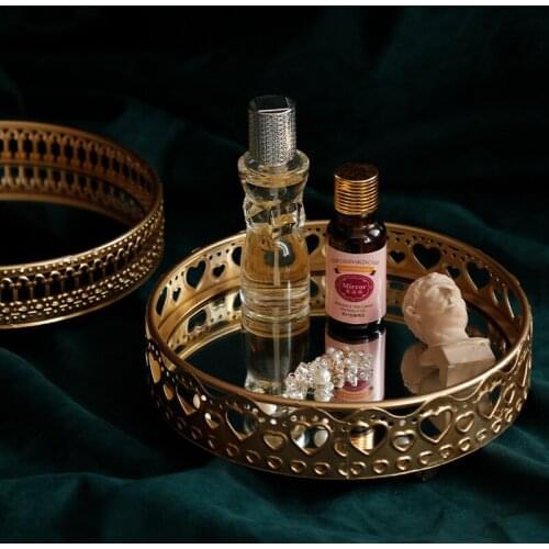 Nordic Metal Jewelry Cosmetics Storage Tray Cake Dessert Food Display Holder Desktop Decor Storage Organizer Plate Rack Stand