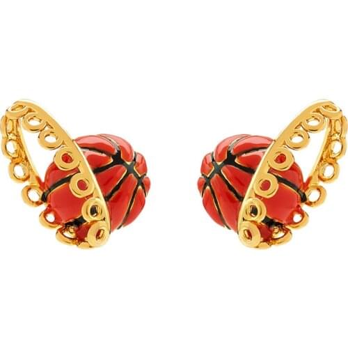 Cute And Fun Personality Basketball Earrings Men And Women Round Ball Sports Student Ears Jewelry New Fashion Vitality Birthday
