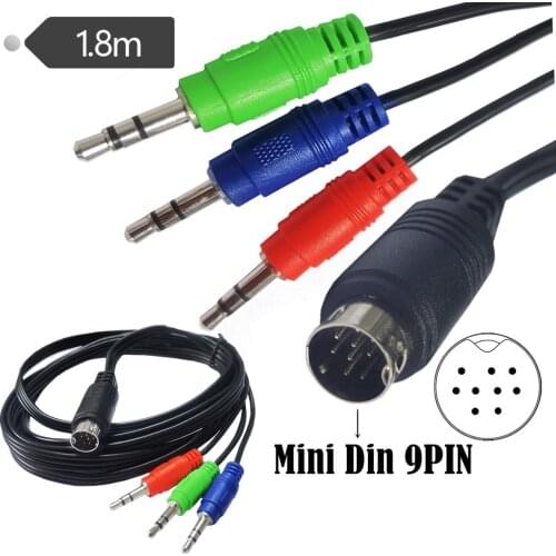 Mini DIN 9-pin Male to 3*3.5mm Audio DIN Cable for audio receivers，monitoring equipment, and more 6 ft