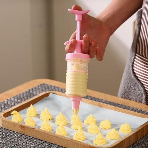 Cookie Mounting Gun Butter Dispenser Plunger Press Pastry Guns 1 Set 8Pcs Cream Nozzle Cream Gun DIY Pastry Syringe
