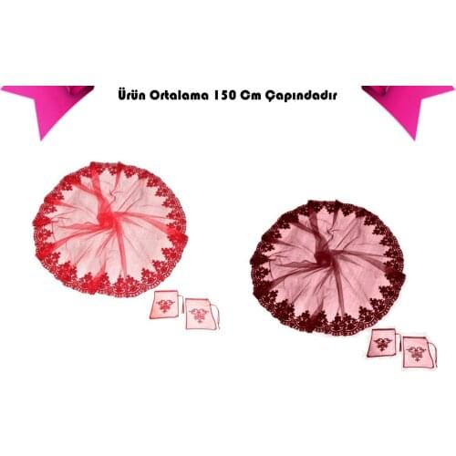 Henna Night Flowered Sequin Henna Cover Red Bridal Veil wedding marriage henna night accessory elegant lace guipure bride