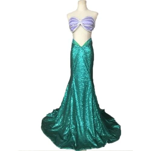 New Arrival Ariel Costume Fancy Halloween Dress Sexy Purple Bra Costume Performance Party