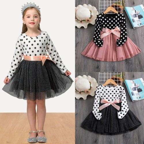 Autumn Winter Girls Long Sleeves Dress Children Girl Clothes School Dress for Girls Tutu Dress Kids Girl Polka Dot Casual Wear