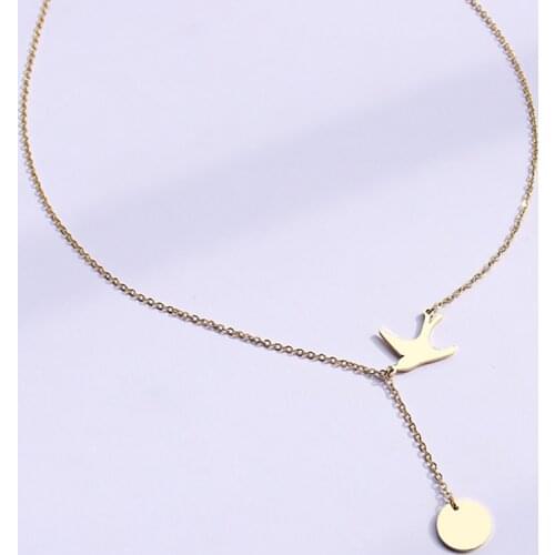 Animal Swallow Bird Tassel Adjustable Round Pendant Necklace for Women Choker Necklace Chain Jewelry Collier Femme Wholesale