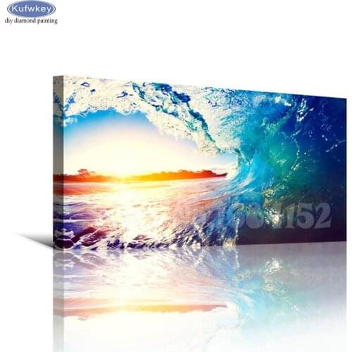 Nature scenery full drill Diy Diamond painting sea waves 5d Cross Stitch mazayka bead embroidery Rhinestone mosaic image B695