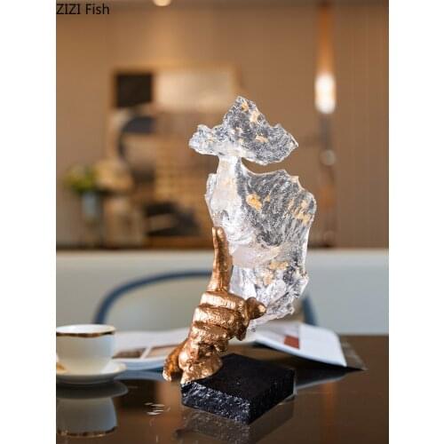 Resin Portrait Sculpture Silence Is Golden Living Room Tabletop Decor Character Abstract Figure Statue Home Decoration Modern