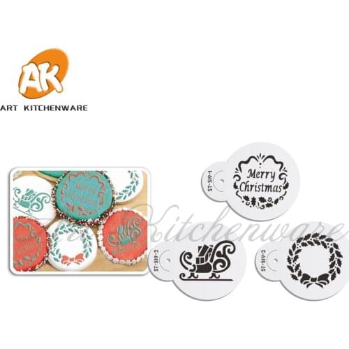 Christmas Candy/Cookie Stencil Cake Stencil Template Cupcake Decorations Coffee Stencils for Cake Decorating Tools Set Cake Mold