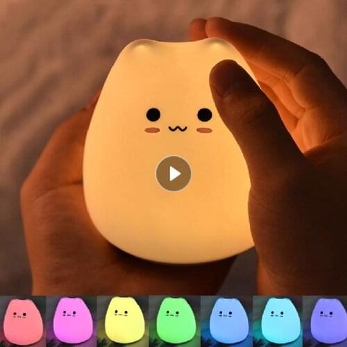 LED Night Lamp Cute Cat Silicone Colorful LED Light Child Gift Room Decor Creative Bedroom Sleepping Desktop Decor LED Lamp