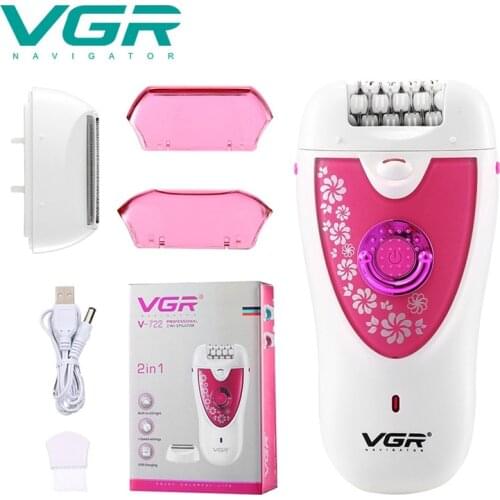 VGR Hair Removal Epilator For Women Rechargeable Electric Razor Shaver for Body 2-in-1 Cordless Hair Shavers Set