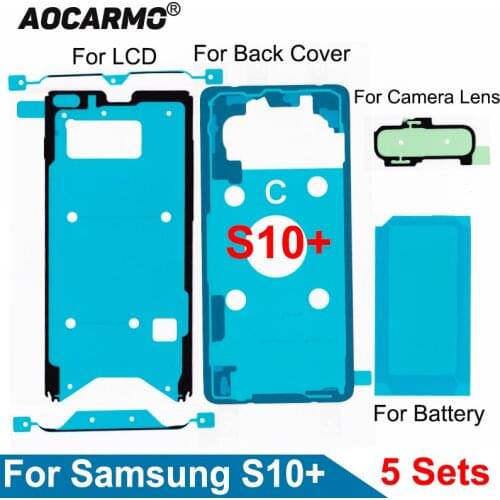 Aocarmo 5Pcs/Lot For Samsung Galaxy S10+ SM-G9750 LCD Display Screen Rear Back Battery Cover Waterproof Adhesive Sticker Glue