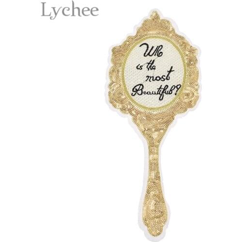 Lychee 1 PC Mirror Sequins Patches Creative Sew on Appliques DIY Sewing Material Supplies for Coat Jacket Jeans