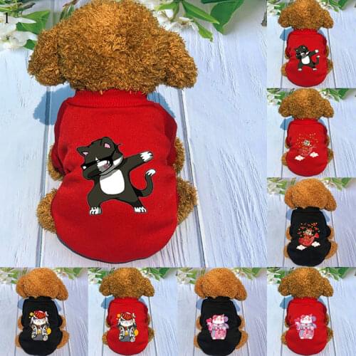 1PC Cute Pet Sweater Dog Clothes Cartoon Cat Printed Warm Hoodie Clothing For Small Medium Dogs Coat Shirt Puppy Dog Accessories