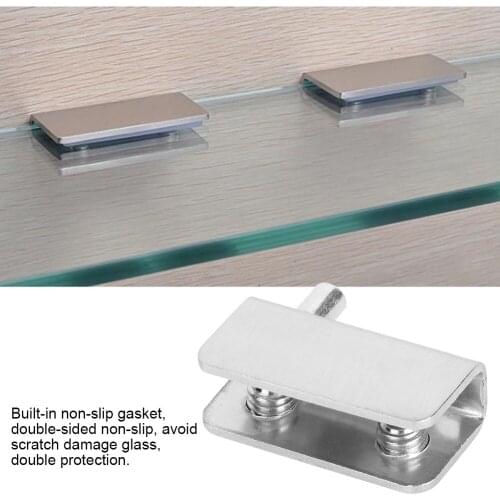 10Pcs Stainless Steel Glass Clamp Bracket Glass Display Cabinet Door Fixing Clip 4x2x1.3cm