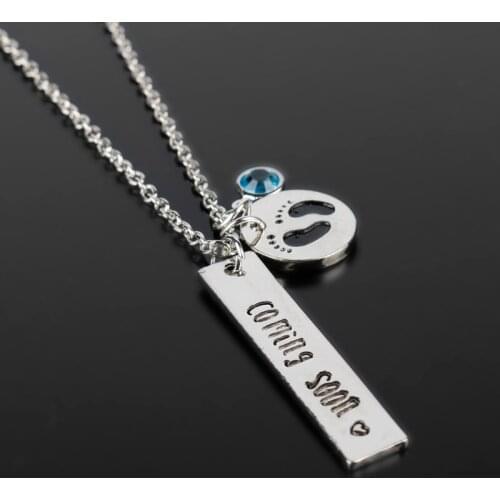 2019 Fashion Silver Plated Grandma Coming Soon Footprint Necklace Family Love Charm Pendant for Grandma women Party Xmas Gift