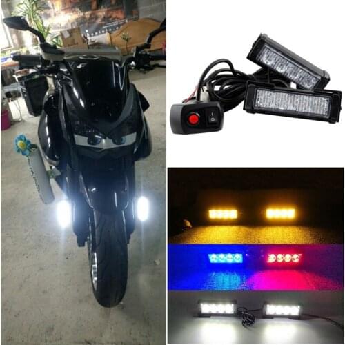 2x 4W Motorcycle LED flashing light Drl day running strobe light Police Emergency warning beacon signal flasher fog light 12v