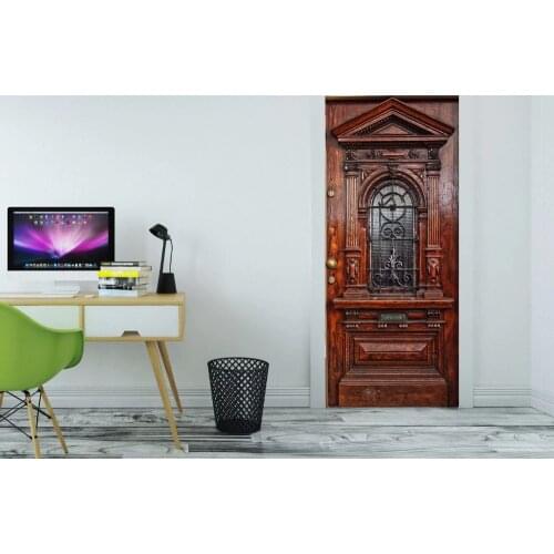 3D Luxury Wooden Door Mural Wallpaper mural Wall Print Decal Wall Deco Wall Mural Photo self adhesive door wrap