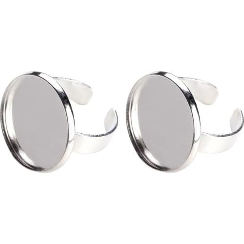 5 pcs/lot Ring Tray Inside 20mm Diy Opening Empty Ring Holder Copper Silver Plated Simple Neutral Jewelry Accessories