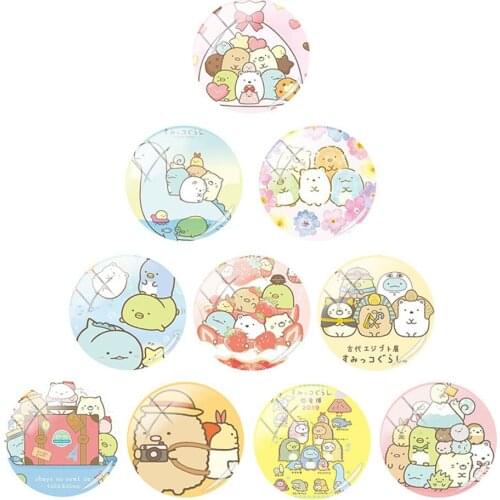 50pcs Mixed Round Glass Cabochon Japan Cartoon Characters Flatback Glass Cabochon for Little Girls Hair Bow Centers Accessories