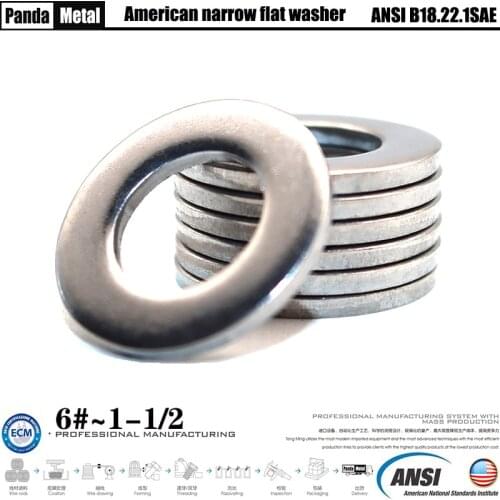 American ANSIB18.22.1 narrow flat washer 304/316 stainless steel material 6#8#10#12#3/16 1/4 6/16 3/8 7/16 1/2 9/16 5/8 3/4
