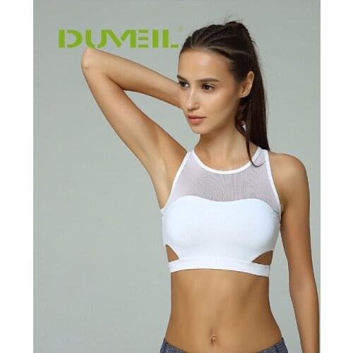 White Women Body-building Sports Bra grenadine Split Fitness Bra Compression Workout Tops Sleeveless Vest Quick Dry Underwear