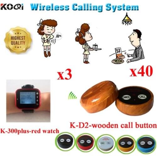 Wireless Pager System New Arrival 1 sets Watch Receiver And Table Transmitter DHL/EMS free shipping( 3 watch + 40 call button)