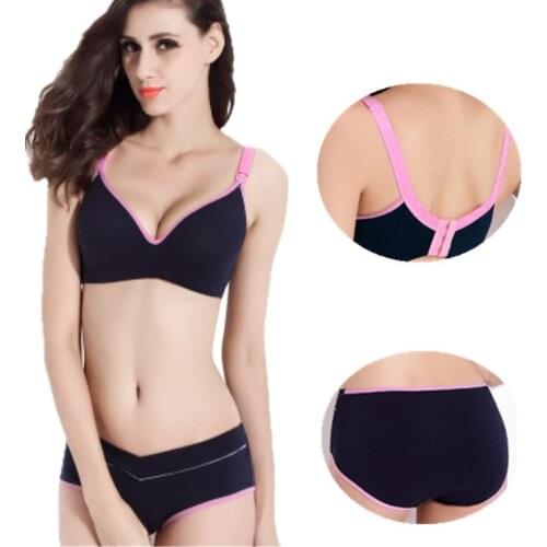 Breast Feeding Maternity Bra+Panties set Cotton Nursing Bras Maternity Bra Breastfeeding Bras for After Pregnancy Feeding