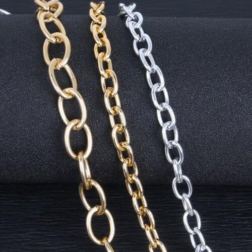 Top 10x7mm 15x11mm Silver/Gold Aluminum Chain O-Shape Chain Brass Bulk For Necklace Bracelet DIY Jewelry Findings & Craft Making