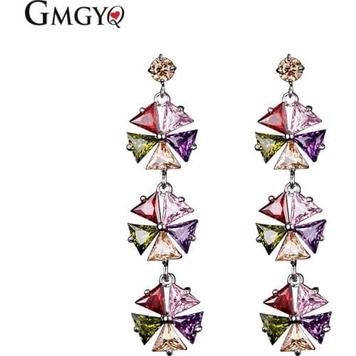 GMGYQ Mode Femme Bijoux Multi Couleur AAA Cubique Zircone Femmes Stud Zircon Oorbellen Voor Vrouwen Pendientes Mujer Moda 2018