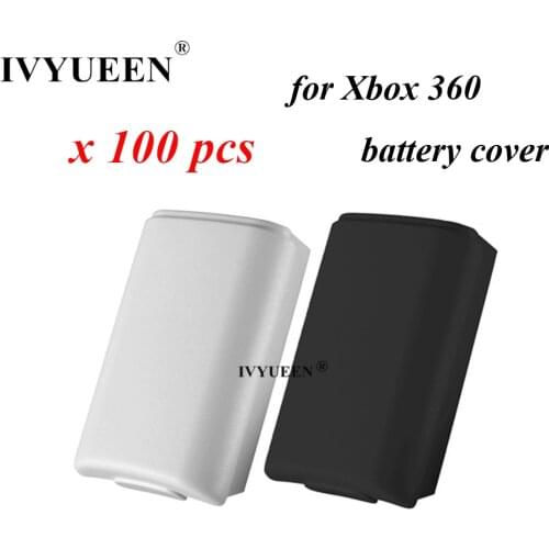 IVYUEEN 100 pcs Black White Battery Pack Cover Shell for Xbox 360 Wireless Controller AA Battery Back Case Replacement Shell Mod