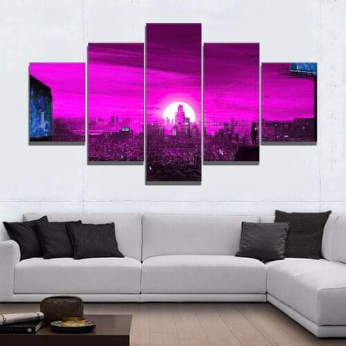 Home Decor Canvas Picture Painting Art Blood Red Sunset City Game Picture HD Art Painting Room Poster Home Wall Canvas Painting